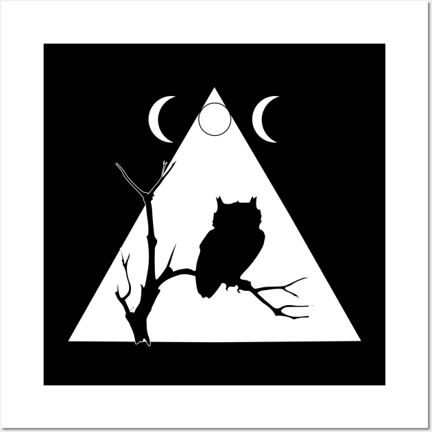 Owl and triple moon Wall Art by MysticMoonVibes